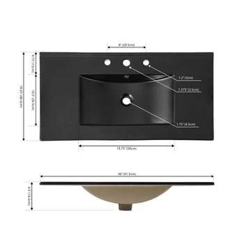 Ancillary 3-Hole 20 in. W x 18.25 in. D Classic Contemporary Rectangular Ceramic Single Sink Basin Vanity Top